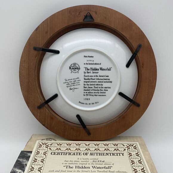 The Hidden Waterfall Plate Bart Jerner Less Travelled Road Collection with Frame - Picture 3 of 10